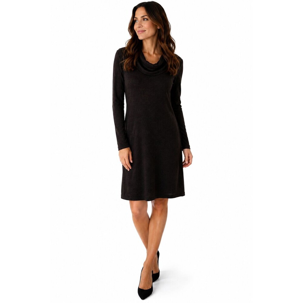 James Perse Cowl Neck Dress Size XL (4) Charcoal Black Long Sleeve Preppy Comfy